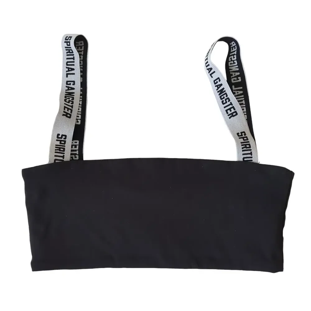 Spiritual Gangster Women's Bra Spellout Logo Black White Small Swim Bikini Top